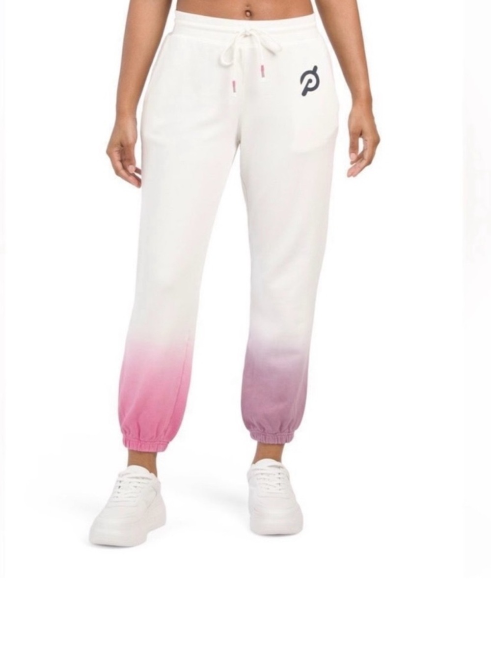 Peloton Womens White Pink Purple Ombre Jogger Pants Size Small Cotton Active Wea
